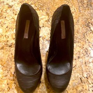 High heeled Black Snakeskin heels